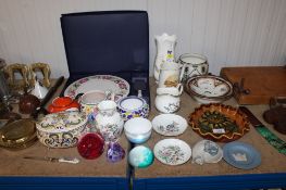 A collection of various decorative items to include a Poole Pottery floral decorated mug, Aynsley