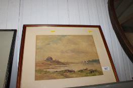 A framed and glazed watercolour study depicting Garratts Quay