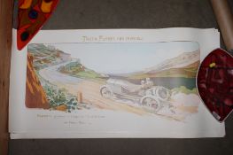 A quantity of various rolled coloured motoring prints
