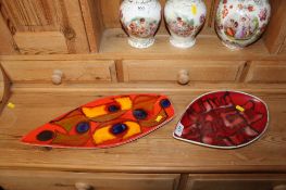A Poole Pottery 'Delphis' sphere shaped dish and a Poole Pottery 'Delphis' abstract dish