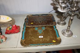 Two gilt decorated trays