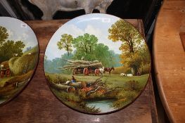 James Edwin Dean (1864-1935) for Minton, painted porcelain charger depicting a horse drawn cart,
