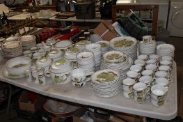 A large quantity of Denby 'Troubador' dinnerware to include tureens and covers, cream jugs,