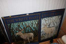 Two 'The White Hart' enamel pub signs