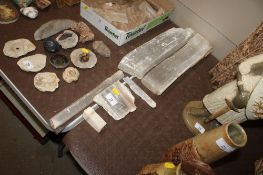 A quantity of Selenite crystal logs and small specimens