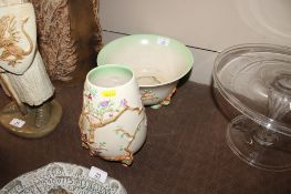 A Clarice Cliff 'My Garden' pattern planter and matching vase