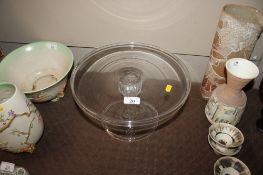 An antique glass cake stand
