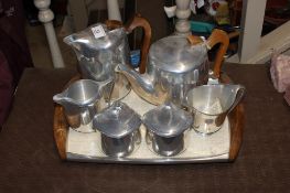 A Picquot ware tea set and tray