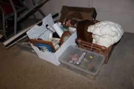 A quantity of various items to include nativity set and various wooden items, Penn fishing reel,