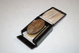 A cased Sterling silver mounted brush and comb
