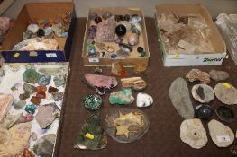 A box containing rhodonite, amethyst, quartz, ocean jasper, labradorite etc.