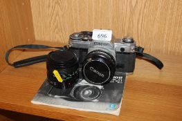 A Canon AT-1 camera and a Canon lens