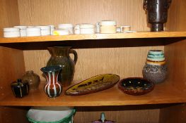 A collection of various Studio Pottery to include slipware dish, pot and cover etc. some having
