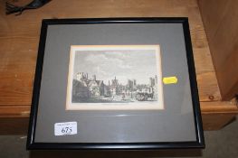 After Godfrey, coloured print depicting Framlingham Castle