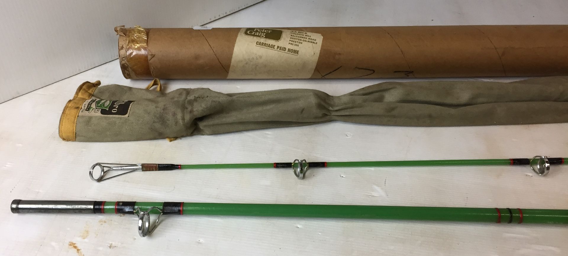 A Milbro Albatross F175/2-8Ft Sol-Glass fishing rod and canvas bag (in cardboard tube CWH Ref: N06) - Image 3 of 5