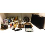 Nineteen items including black leather-effect briefcase - appears unused,