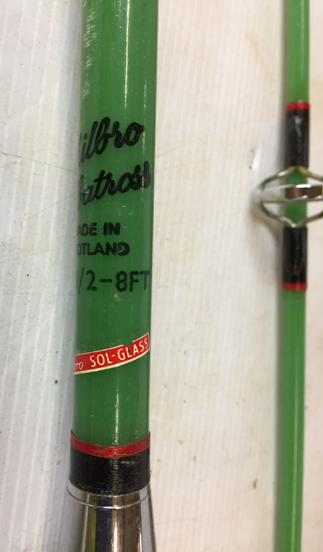A Milbro Albatross F175/2-8Ft Sol-Glass fishing rod and canvas bag (in cardboard tube CWH Ref: N06) - Image 2 of 5