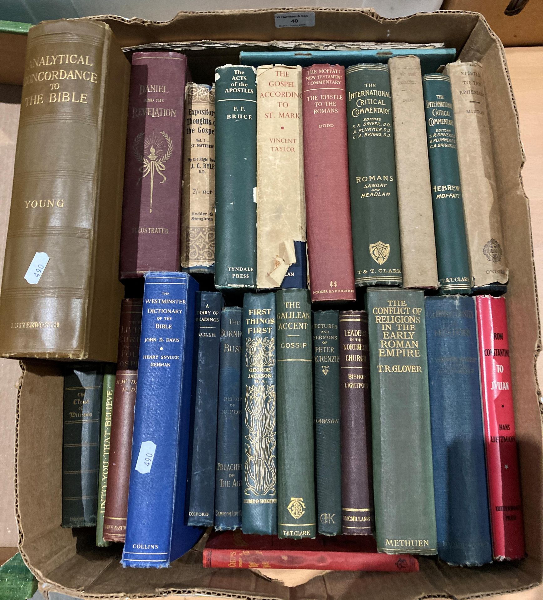 Contents to box - Youngs 'Analytical Concordance to the Bible' together with commentaries on