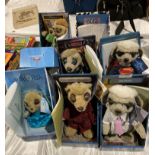 Eight boxed Meerkat Movies limited edition soft toy meerkats with certificates of authenticity