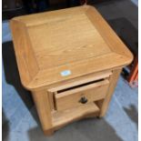 A light oak single drawer with undershelf bedside table,