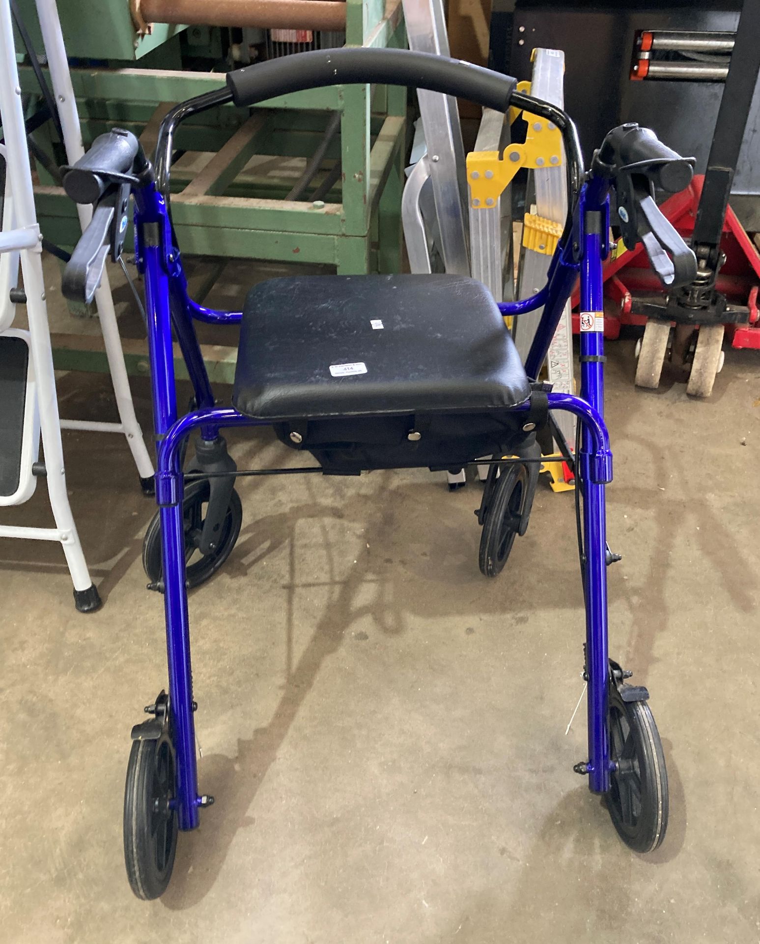 A Days blue metal four wheel mobility walker (CWH Ref: DT)