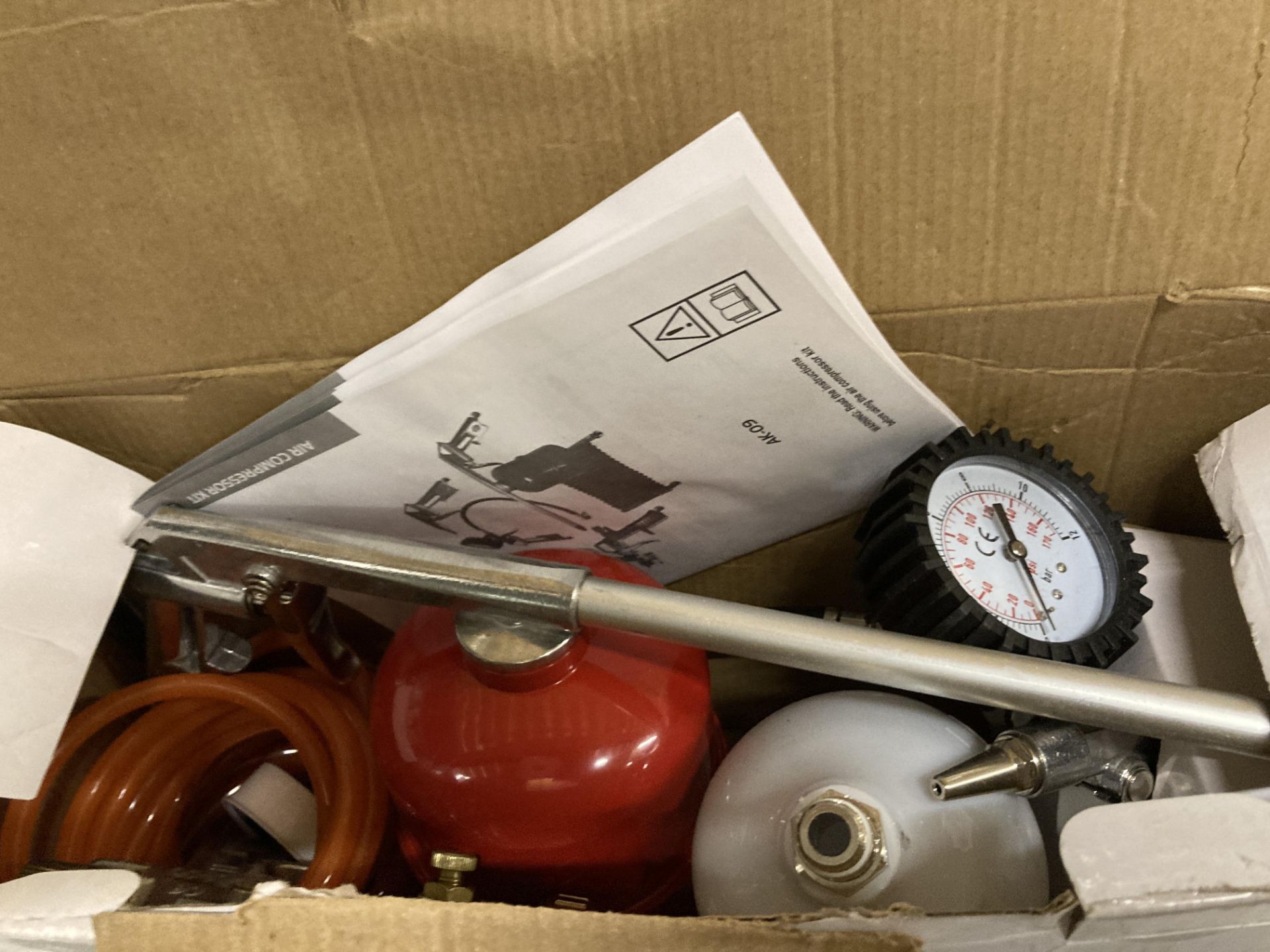 Seven assorted pneumatic tools including air compressor kit, three wrenches, - Image 2 of 2