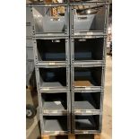 Contents to pallet; 19 x Auer grey plastic industrial stackable stock boxes with open fronts,