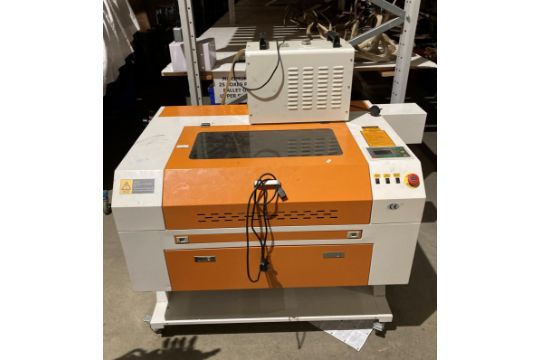 Unbranded Chinese laser cutter with rotary attachment and CW-3000 ...