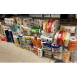 Contents to under rack - a large number of packaged toilet rolls and kitchen towels (approximately