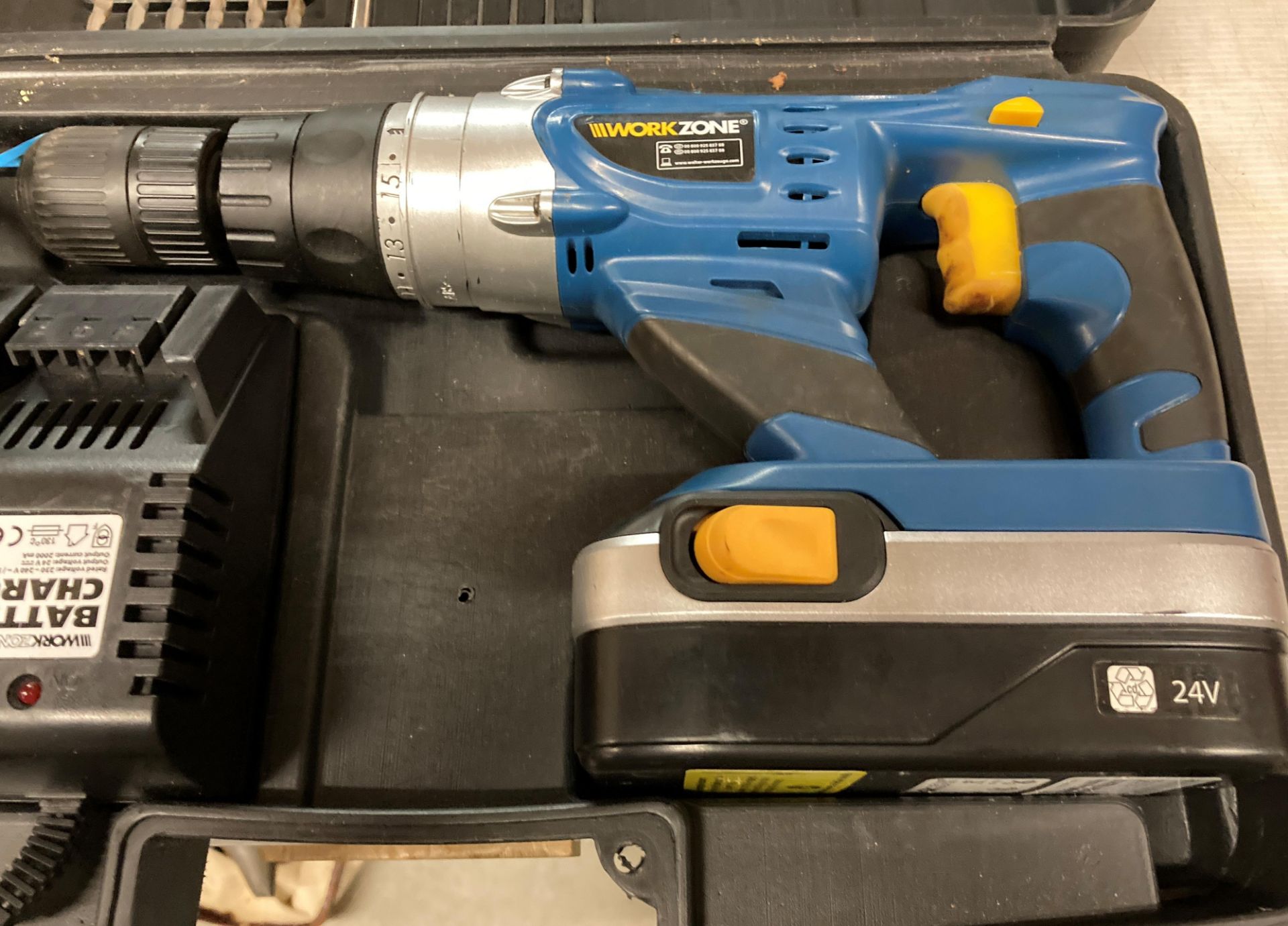 A Workzone 24 volt cordless hammer drill complete with battery, charger, - Image 2 of 2
