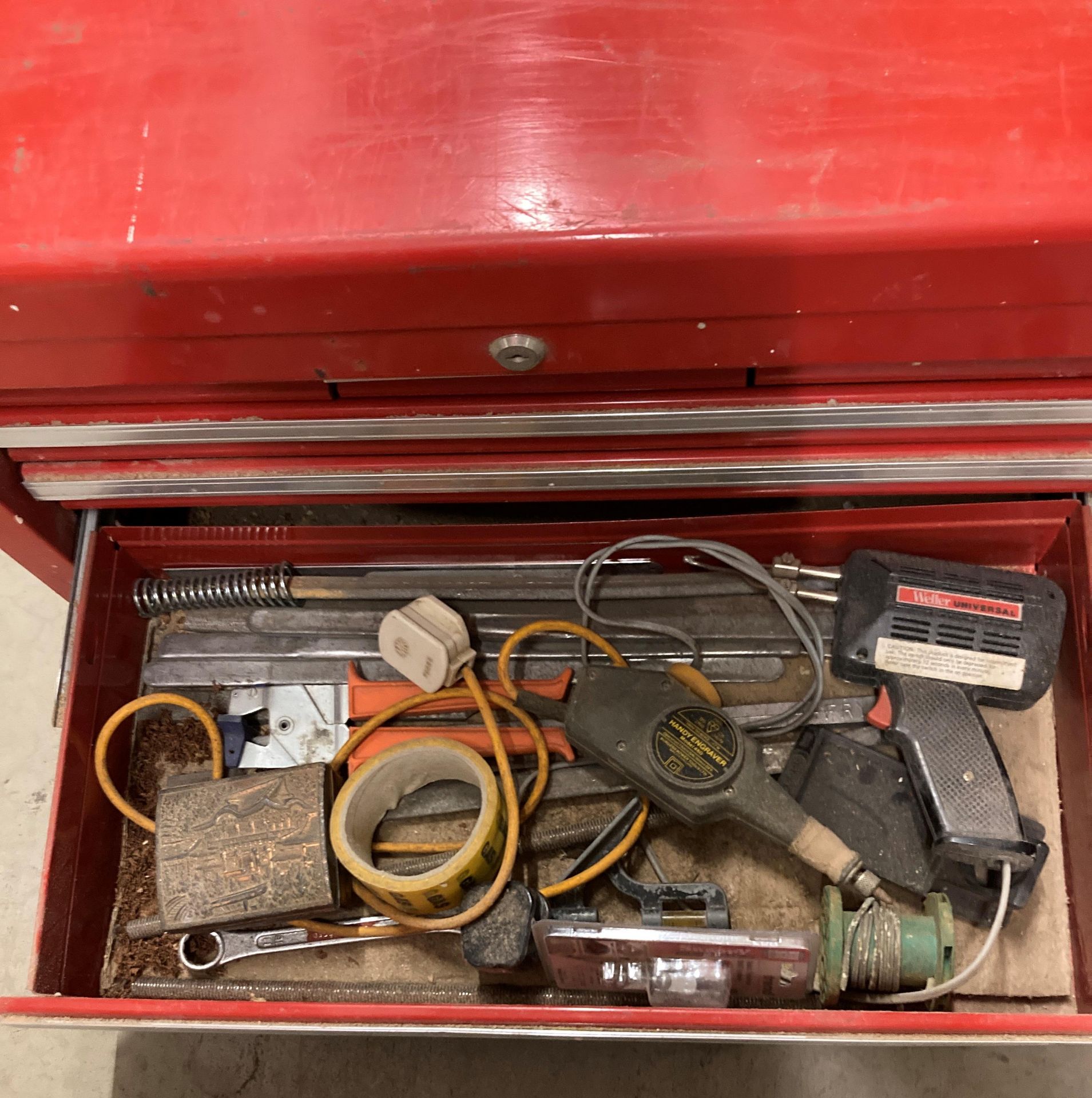 Large Clarke 7 tray tool chest (66cm x 39cm x 30cm) with a selection of tools - some new (CWH REF: - Image 6 of 6