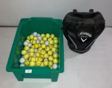 Contents to plastic box - approximately 100 golf balls, Titleist, Nike, Srixon, etc.
