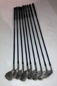 Set of Mizuno Tzoid MX15 golf clubs, men's left handed, 3 iron to sand wedge,