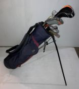 Nine assorted left handed golf clubs, Slazenger K1 Speed Driver, Slazenger K1 Speed Hybrid,