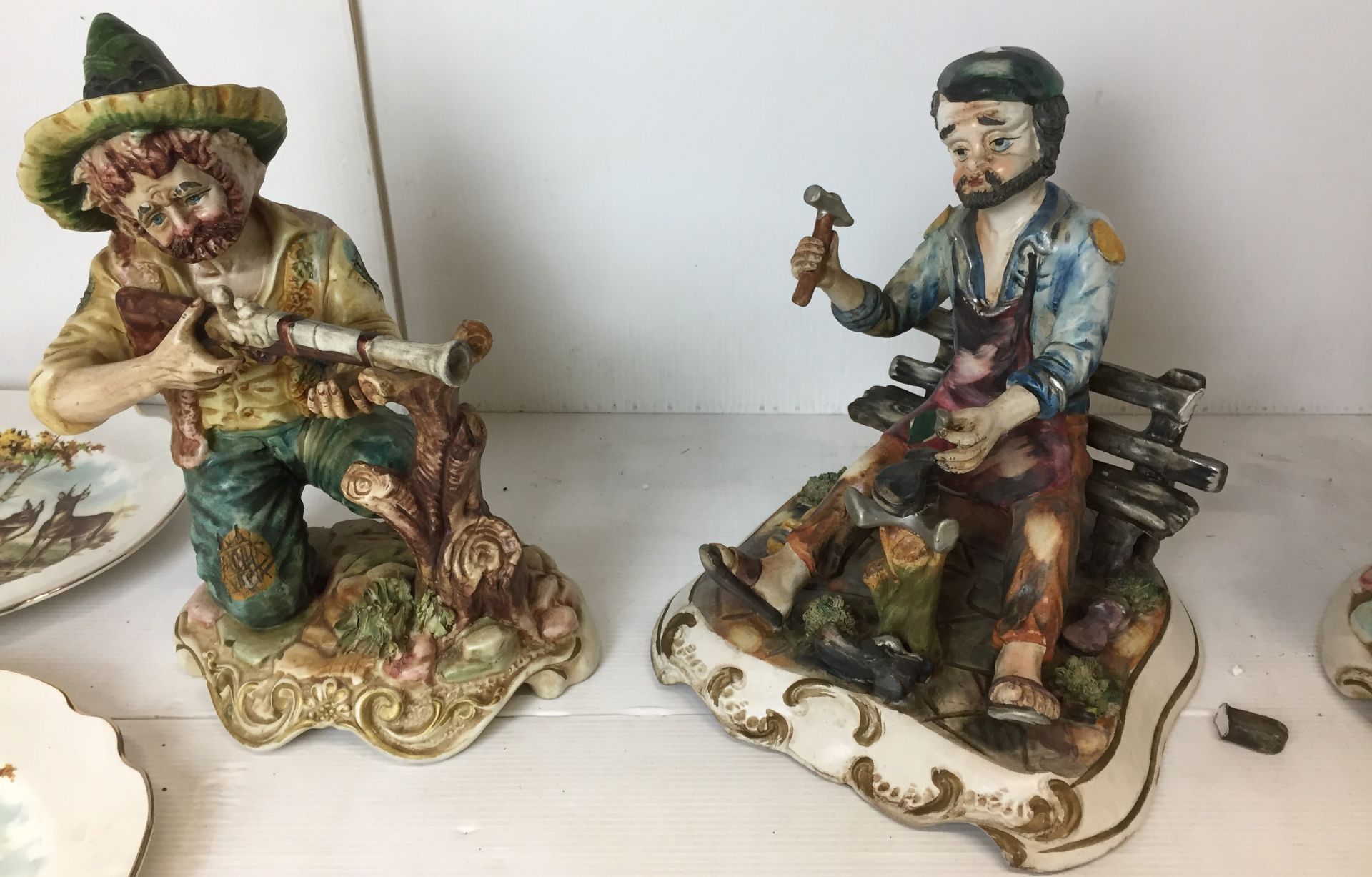 Ten ceramic items including five Capo de Monte figurines from 23 to 28cm high - noticed man with - Image 3 of 6
