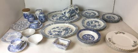 Thirty-four mainly blue and white ceramics including sixteen pieces of Wood & Sons Yuan blue and