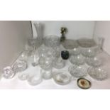 Thirty plus pieces of glassware including cut glass trifle bowl 20cm diameter,