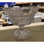 A large glass two piece table centrepiece,