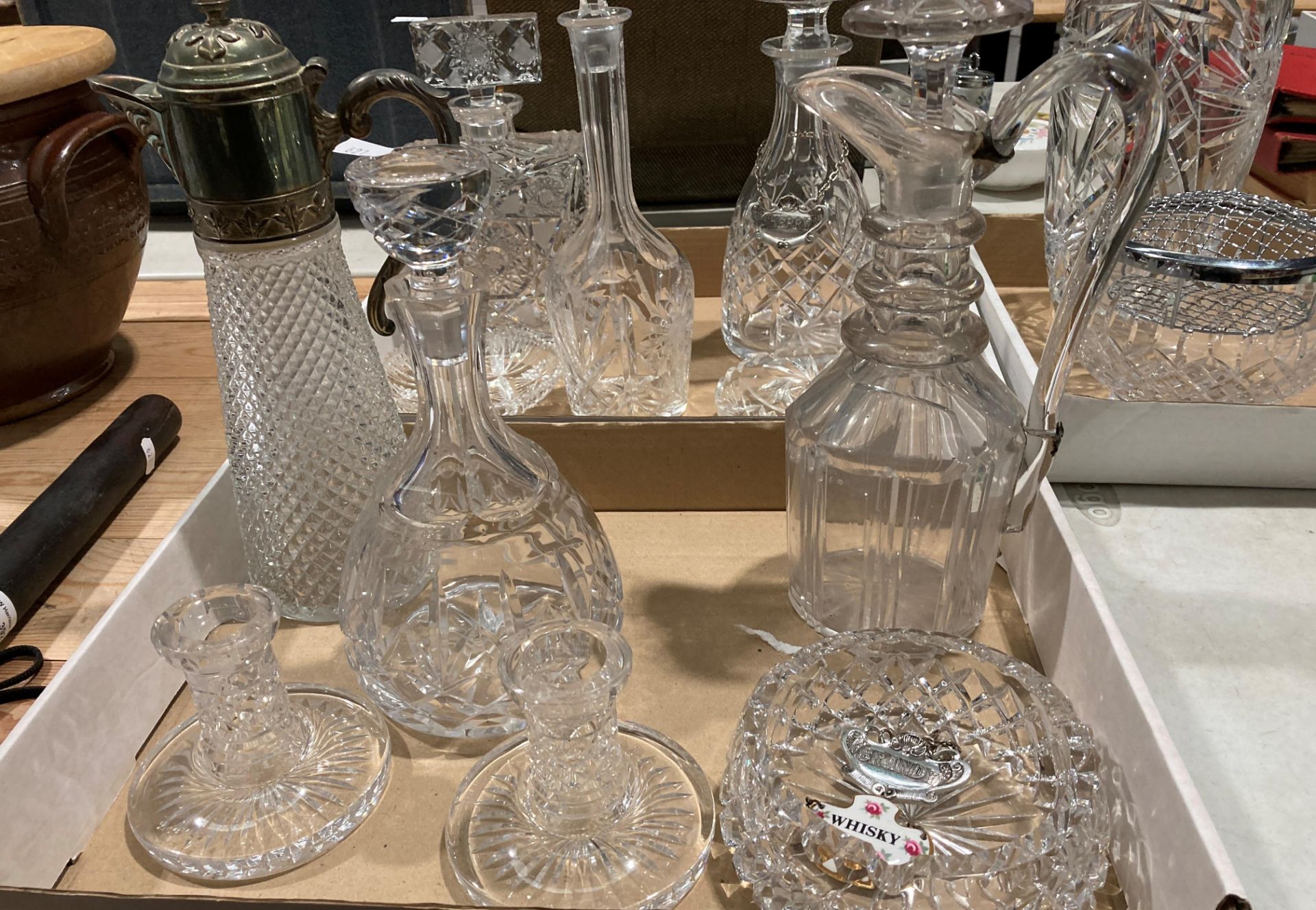 Contents to three trays - a good selection of glassware including a claret jug with plated lid, - Image 2 of 6