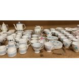 Contents to centre of rack - several part tea services including Royal Grafton,