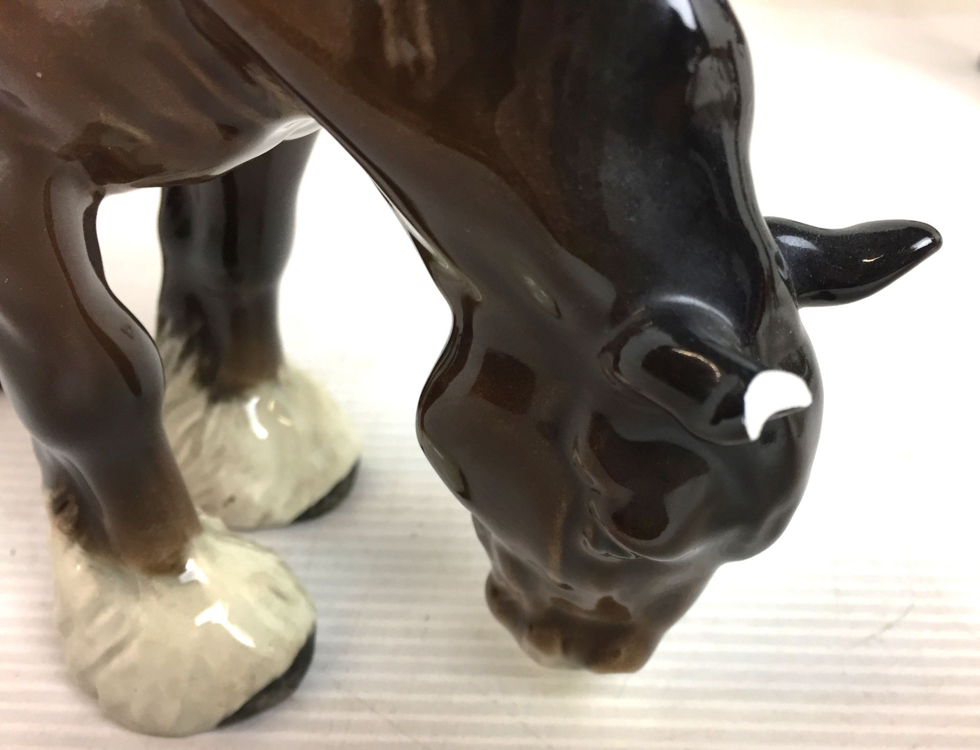 Four items including three Beswick animals including bay prancing stallion19cm high (repair to - Image 7 of 14