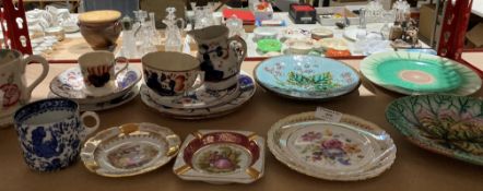 Contents to shelf - patterned mugs, cups,