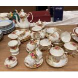Thirty-six pieces of Royal Albert Old Country Roses Garden pattern tea/coffee service including