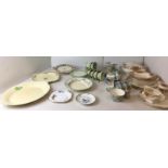 Fifty-eight items including thirteen pieces of C & E Norvile Ware flower and leaf decorated