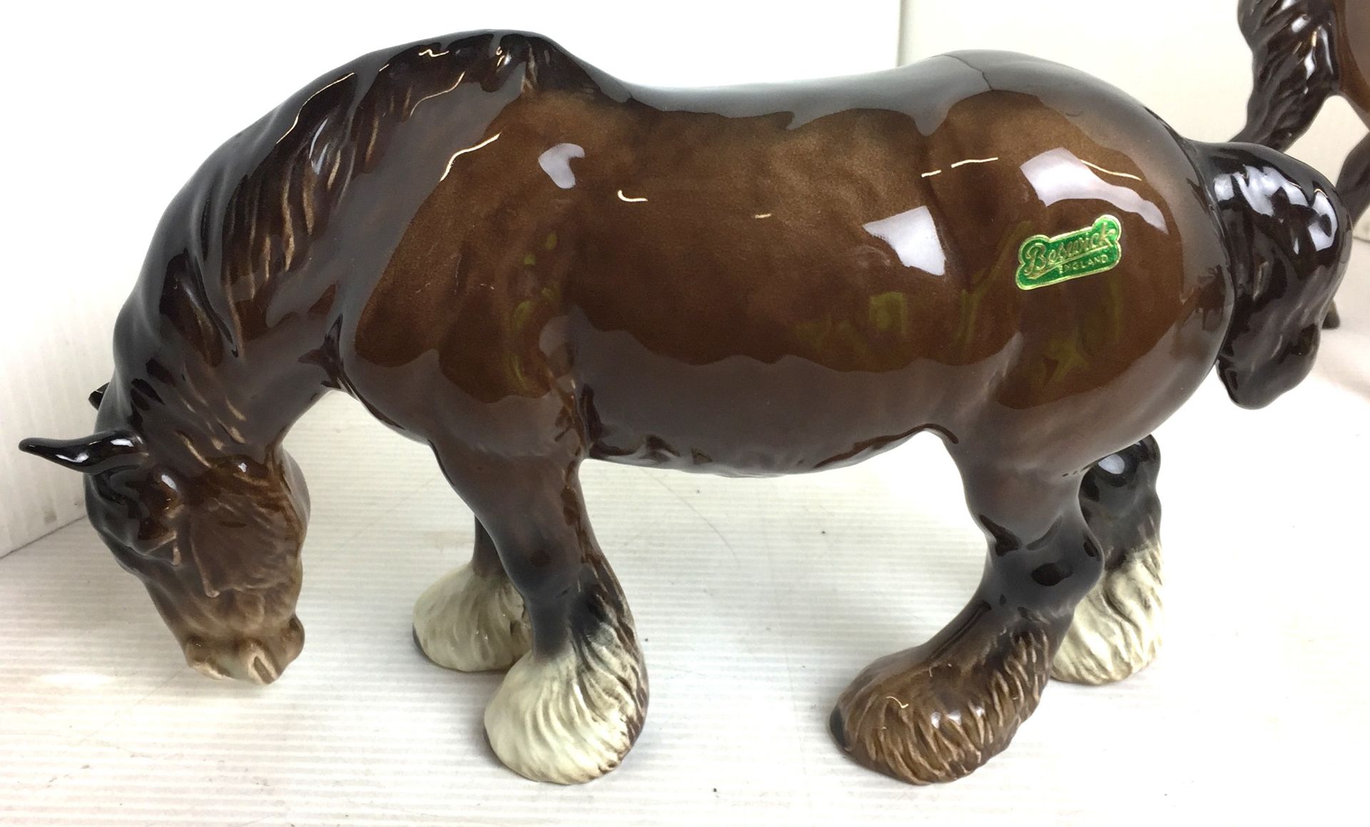 Four items including three Beswick animals including bay prancing stallion19cm high (repair to - Image 5 of 14