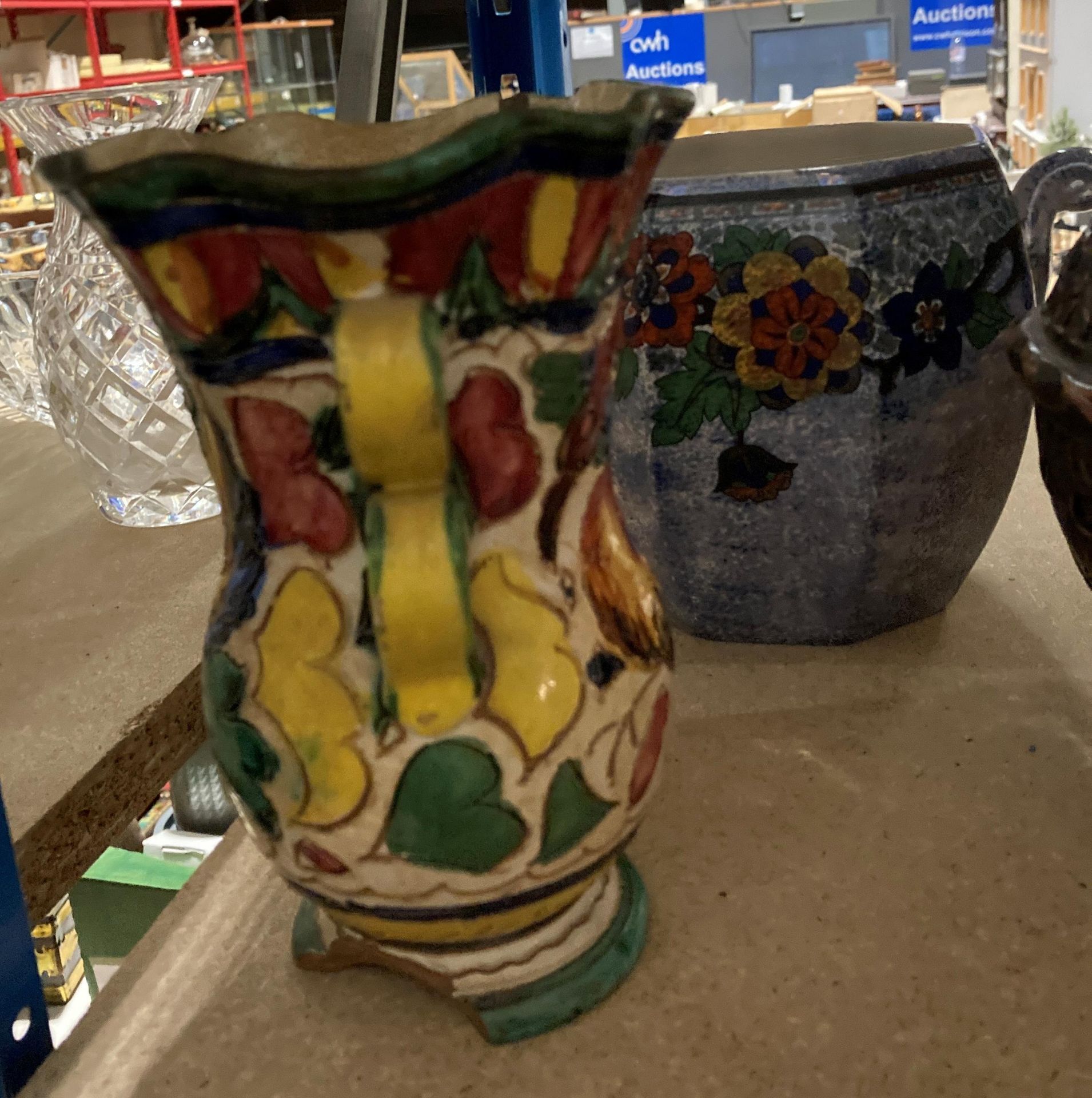 A blue patterned West German vase, pattern no BAY606-30, 30cm high, - Image 3 of 4