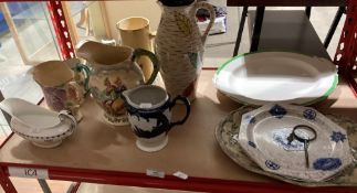 Eleven items - plates, jugs a gravy boat and an 'I Love a Lassie musical jug (repaired), etc.