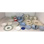 Sixty-five items including seven pieces of Royal Swan Flamingo dinner service,