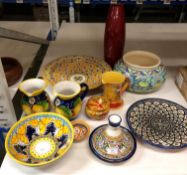 Scheurich Amano oxblood vase and ten Mediterranean style ceramic bowls and pitchers (CWH Ref: J13)