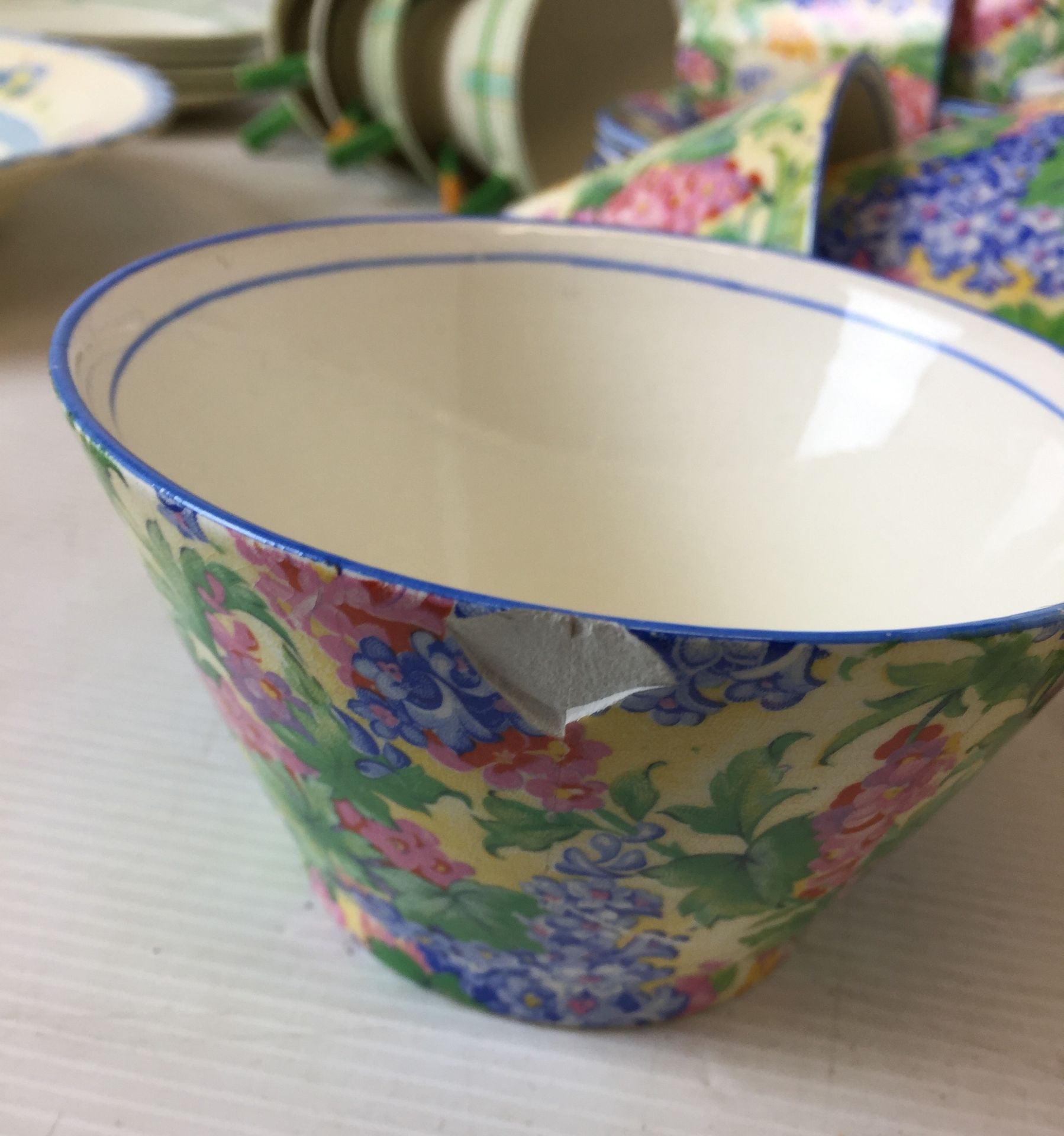 Fifty-eight items including thirteen pieces of C & E Norvile Ware flower and leaf decorated - Image 4 of 12